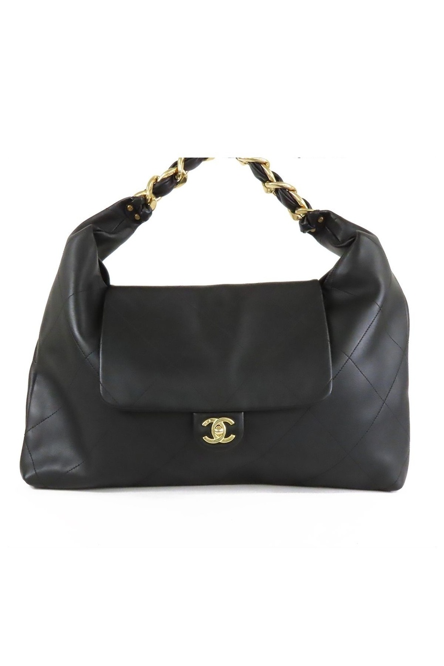 Chanel Maxi Hobo AS Black Gold Calfskin Handbag